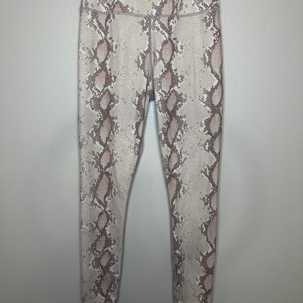 Varley Womens Snake Print Leggings Brown Beige Animal Print Activewear XS
